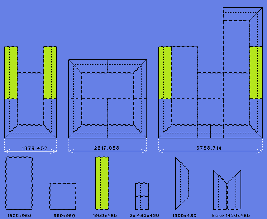 Randstücke für Stallmatten (groß); ca. 1.900 x 480 x 20 mm Schräg