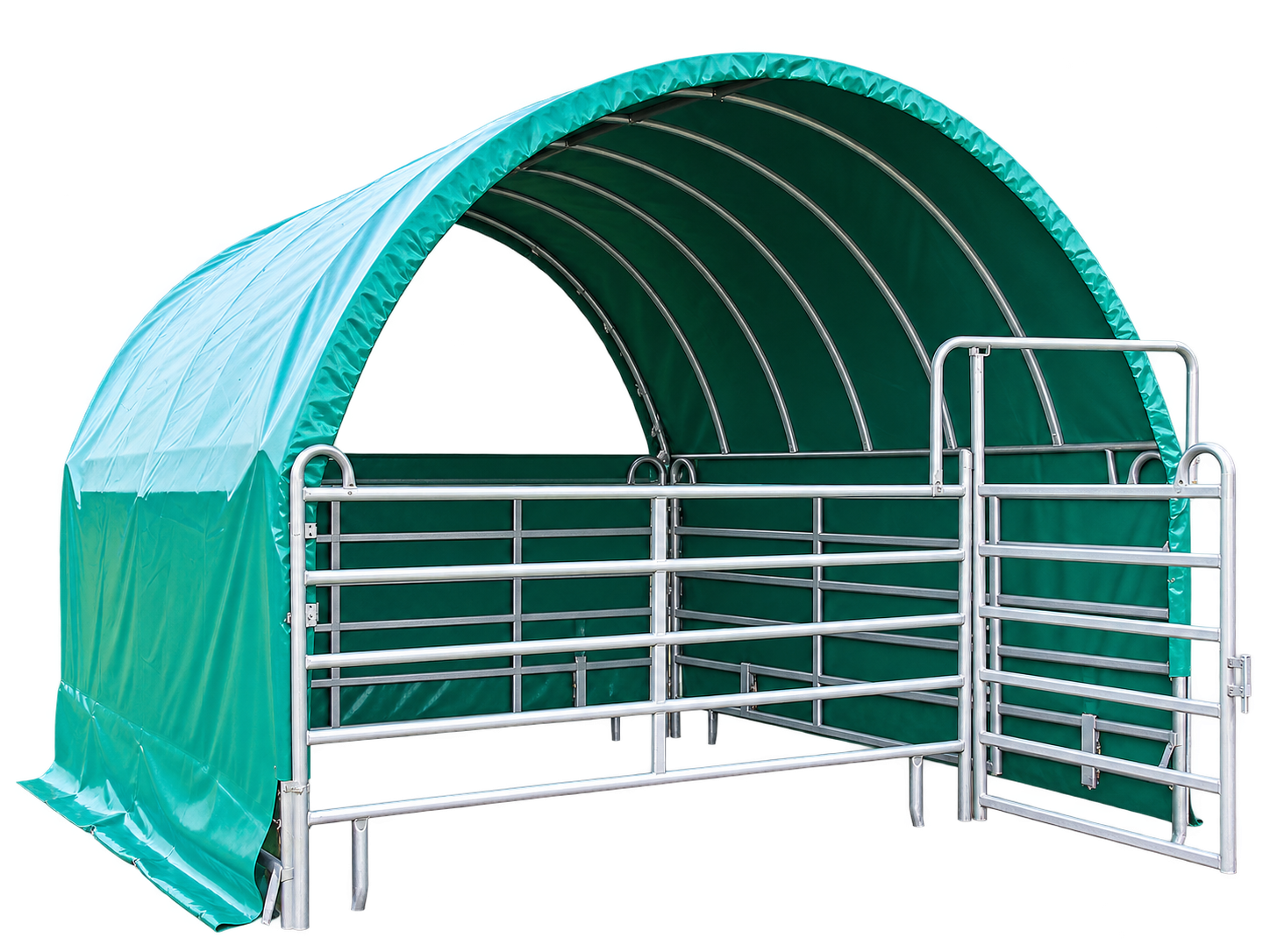 Rundbogen-Weidezelt komplett, 3,60 x 3,60 x 3,25 m inkl. Panels